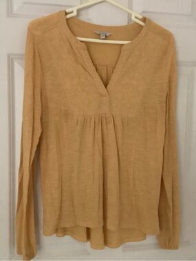 Lucky Brand Mustard Split V-Neck Long-Sleeve Tunic